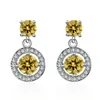 Stud Earrings Fashion Ladies Simple Inlaid Round Cubic Zirconia Long Zircon Women's Dail Wear