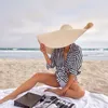 Wide Brim Hats Oversized Sunscreen Hat Women Solid Color Foldable Summer Outdoor Beach High Quality All-Match Handmade Sunhat 2023