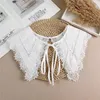 Bow Ties Linbaiway 2023 Women Lace Hollow Embroidery Fake Collar Shawl Dress Doll Detachable Shirt False Accessories