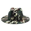 Semplice top capmen donna nuovo camouflage cappello a tesa larga moda cappello fedora a tesa piatta cappelli jazz di lana primaverili