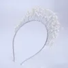 Grampos de cabelo TUANMING Cor de prata Faixas de cabelo Hoop Crown Pérola Noiva Touca Moda Flor Acessórios de Cabelo Casamento Jóias Nupciais