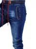 メンズジーンズ秋冬ファッショントレンドストレートデニムパンツクラシックスタイルパッチワークパンツ弾性ウエストバンドスリム230707