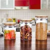 Glazen pot met roestvrijstalen gesp Keukenopbergpot Huishoudelijke glazen verzegelde pot Diversen opslagpot voor graanthee