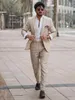 Abiti da uomo Blazer Summer Beach Business Lino Uomo Tailor Made 2 pezzi Giacca con pantaloni Giacca da smoking formale Pantaloni Abbigliamento da festa Abbigliamento da uomo 230707