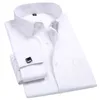 Camisas sociais masculinas M6XL camisa de punho francesa 2023 branco manga longa botões de negócios formais masculinos abotoaduras de ajuste regular 230707