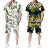 Men's Tracksuits Summer Hawaiian Sets Luxury Tropical Chain 3D Print Short Sleeve Button ShirtShortsSuit Casual Holiday Beachwear Outfits 230707