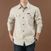 Erkek Elbise Gömlekler Büyük Boyut Pamuk Düz Renk Sıradan Gevşek Uzun Kollu Üstler Bahar Sonbahar Moda Trendi Giysileri 230707