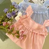 Robes de fille enfant en bas âge enfants bébé filles manches d'été robe plissée mariages vêtements