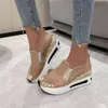 Skor kvinnliga kilskor mesh skor kvinnor guld silver sneakers kvinnor höjd ökar kilarna skor 240311