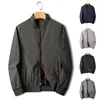 Herrenjacken Frühling und Herbst Freizeitjacke Mode einfarbiger schwarzer Mantel Streetwear Bomber winddichter Grabenoberteil Oberbekleidung