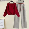Suits Spring and Autumn Suit Women 2023 New Fashionable Age Reducing Slim Knitted Sweater Casual Pants Two Piece Set