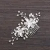 Bloem Haar Kam Bruiloft Haar Clips Bloemen strass Parels Haaraccessoires Sieraden Voor Vrouwen Haar Ornamenten Tiara Hoofddeksel