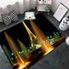 Carpets Paris Eiffel Tower Night France City Landscape Doormat Rugs For Living Room Bathroom Kitchen Rug Anti-Slip Flannel Mat