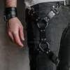 Gürtel Gay Ledergürtel Beingeschirr mit verstellbarem Riemenhaken Dessous Punk Rave Gothic Body Bondage Kleidung Sexueller Mann