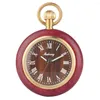 Pocket Watches Red Wooden Quartz Watch For Men And Women White Roman Digital Couples