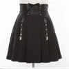 Jupes été mignon arc noir japonais Lolita Style intérieur porter Mini couleur unie laçage taille haute jupe plissée 230707