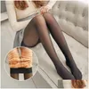 Meias Meias Femininas Meias Falsas Translúcidas Meias Térmicas Quentes Inverno Fleece For Thikcened Thermo Pantyhose Efeito Transparente Dhdjy