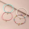 Anklets Cute Star Moon Pendant Temperament Colorful Rice Bead Anklet American Beach Wind Small Beautiful Set