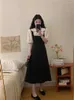 Party Dresses Fairy Elegent Woman French Niche Design Feeling False Two Dolls Female Waist Thin Knee-length Dress