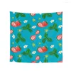 Scarves 2023 Latest Style Fresh Strawberry Print Scarf Ladies Satin 90 90cm Large Square Women's Fashion Headscarf