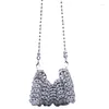 Bolsas de noite Prata Ouro Metal Lantejoulas Cadeia Bolsa Tecido Mini Batom Feminino Clutch Oco Casamento Ombro Transversal