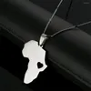 Pendentif Colliers En Acier Inoxydable Afrique Coeur Carte Collier Femmes Hommes Africain Hiphop Bijoux