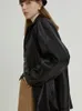 Damska skóra MOLAN 2023 jesień leniwy styl retro czarna klapa ekologiczna kurtka Pu Biker bluzki damskie