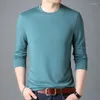 Men's T Shirts MLSHP Mulberry Silk Long Sleeve T-shirts Spring Autumn Solid Color Round Collar Casual Male Simple Man Tees 3XL