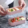 Set di stoviglie Contenitore per il pranzo a microonde Materiale sano Bento Contenitore portatile a prova di perdite Conservazione a 2 strati