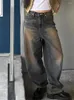 Jeans da donna 2023 Vintage Y2K Donna Coreano Streetwear Larghi Pantaloni a gamba larga dritti a vita alta Pantaloni in denim Fata Grunge Alt Abbigliamento