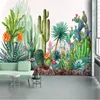 Nowoczesne minimalistyczne ręcznie malowane rośliny kaktus las Mural salon sypialnia tapeta tło 3D tapety Home Decor
