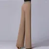 Roupas de palco Calças de dança latina pretas femininas cor pura Salões de baile Calças largas Moda Verão Longo Padrão Adulto Moderno Valsa