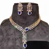 Fashion New Hot Selling Gemstone Gold Chain Diamond Necklace Earrings Three Piece Jewelry Sets Wholesale