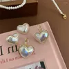 Pendientes de tuerca moda coreana sirena Ji amor-perla de corazón para mujeres niñas personalidad Simple y elegante joyería de fiesta que combina con todo
