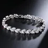 Necklace Earrings Set Platinum Plated Zircon Jewelry Bride Accessories Ring Bracelet Three Piece CHD21218