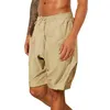 Pantalon homme mélange de coton solide cordon demi taille élastique coupe ample Baggy Harem vacances d'été Shorts de plage pour