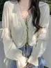 Chemisiers pour femmes crème solaire chemise veste été haut mince frais et doux coréen unique niche cardigan courte tendance