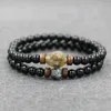 Strand 2st Herrarmband Naturlig Lavasten Månsten Tibetansk Buddha Träpärlor Armband För Par Smycken Tobilleras