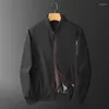 Jaquetas masculinas primavera e outono jaqueta casual moda cor sólida casaco preto streetwear bomber à prova de vento trench tops agasalhos