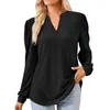 Damblusar Långärmad T-shirt Mode V-krage Tops Off Shoulder Top Knot Front Turtle Neck