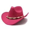 Gentleman Western Cowboy Hat Pour Hommes Vintage Wide Brim Cowgirl Jazz Cap Avec Shell Chain Sombrero Cap