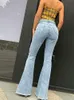 Herrbyxor Flare Jeans Vintage Denim y2k Dammode med hög midja Stretch långa och tunna Byxor streetwear retro 230707