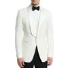 Men's Suits Ivory Casual Business Wedding Tuxedo With Black Pants Male Fashion Set Jacket 2 Piece Costume For Dinner Party