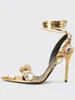 American Designer Sandals Style women High Heel Summer Fashion Rhinestone printed shoes Dress high heel sandals Open Toe Pump shoes strapy Stiletto Heels