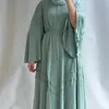 Roupas étnicas Abaya Kimono Dubai Turquia Plissado Hijab Vestido Muçulmano Kaftans Para Mulheres Vestidos de Noite Islam Robe Femme Musulmane