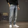 Créateur de mode en jeans masculin homme rétro bleu clair extensible élastique slim slip riping pantalon vintage pantalon denim décontracté hombre