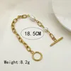 Link Bracelets Wish Card Irregular Imitation Freshwater Pearl OT Clasp Design Titanium Steel Bracelet For Women Fashion Personality