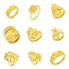 Eheringe 24K Goldfarbe für Frauen Vintage Afrikanischer Naher Osten Ästhetischer Schmuck Charm Party Fingerring Schmuck