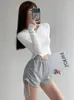 Women's Shorts Women Solid All-match Simple Chic Sporty Casual Shirring Daily Comfortable Summer Design Trendy Streetwear Korean Style