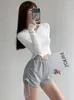 Damen-Shorts, einfarbig, All-Match, einfach, schick, sportlich, lässig, gerafft, täglich, bequem, Sommer-Design, trendiger Streetwear-koreanischer Stil